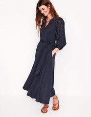 Boden Eden Broderie Jersey Dress - Navy