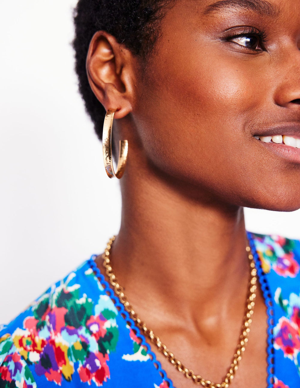 Boden Large Hammered Hoop Earrings - Gold