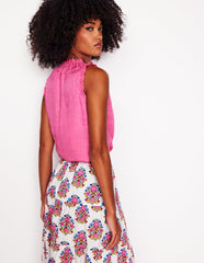 Boden Sophie Ruffle Linen Top - Pink Rose