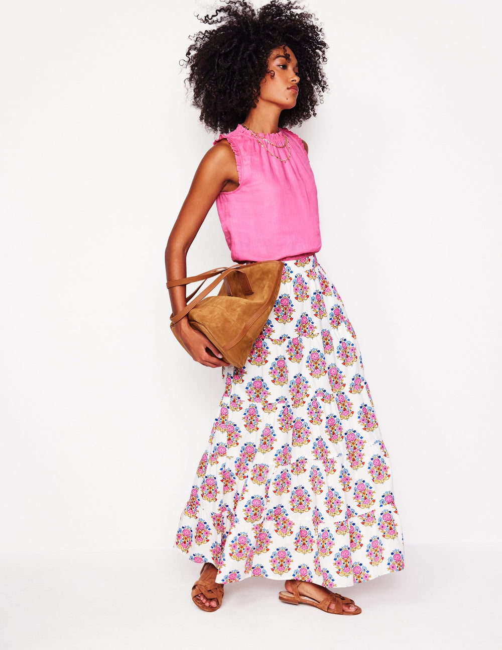 Boden Sophie Ruffle Linen Top - Pink Rose
