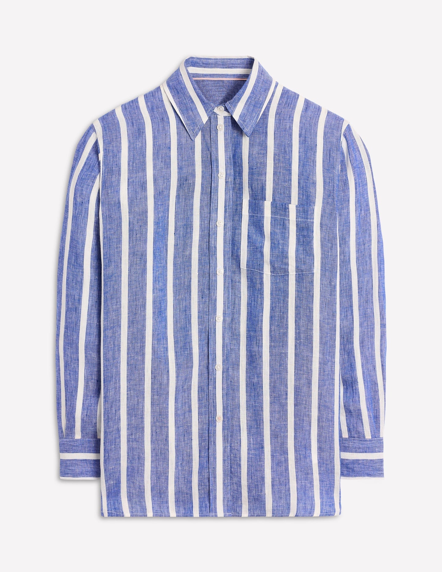 Boden Sadie Relaxed Linen Shirt - Bright Blue Woven Breton