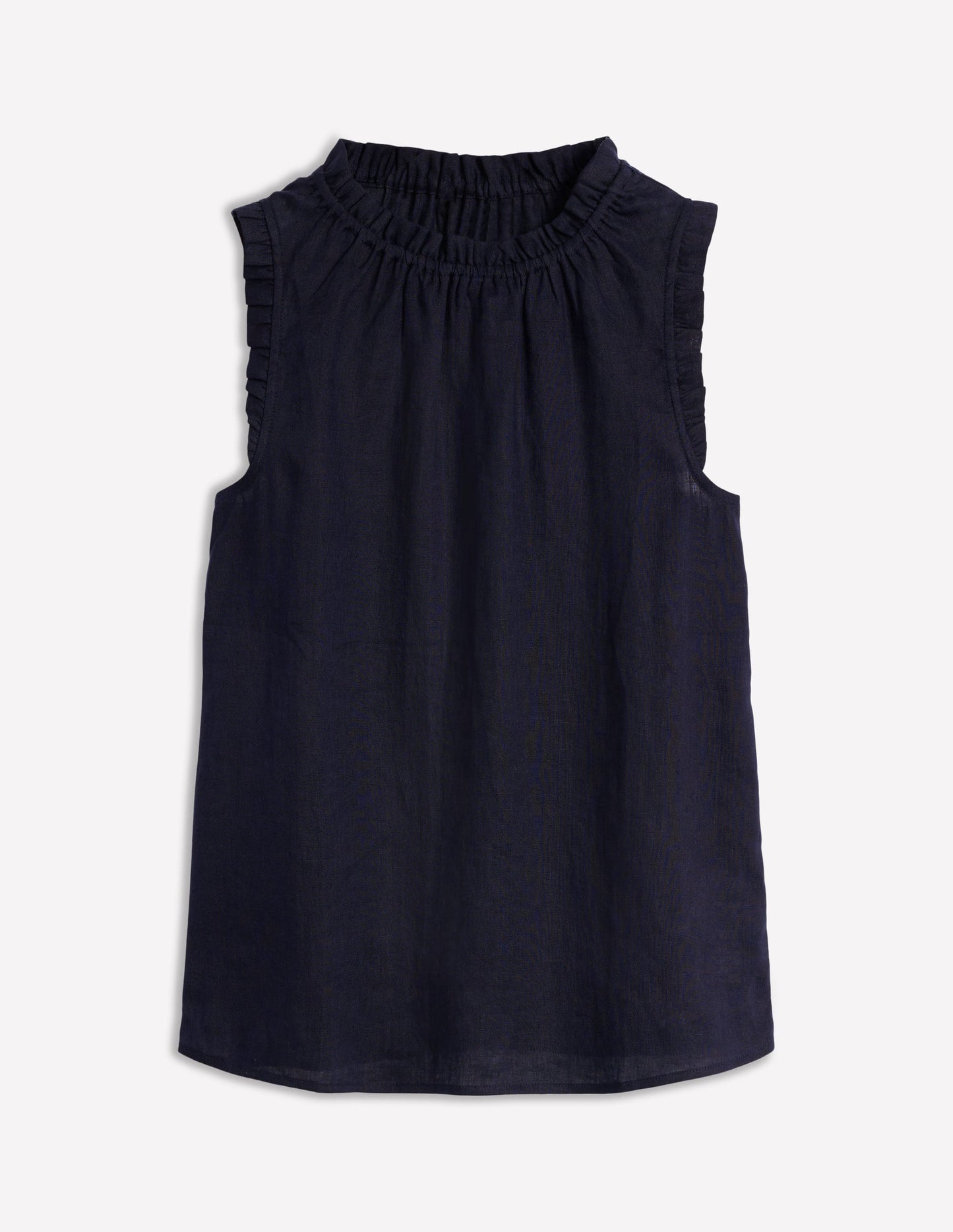 Boden Sophie Ruffle Linen Top - Navy