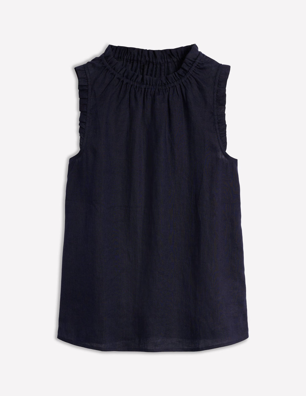 Boden Sophie Ruffle Linen Top - Navy