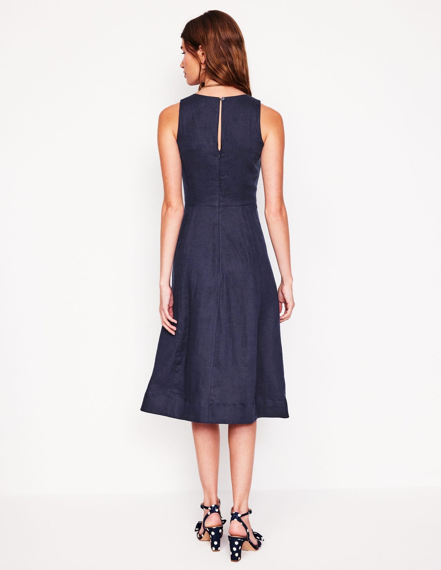 Boden Carla Linen Midi Dress - Navy