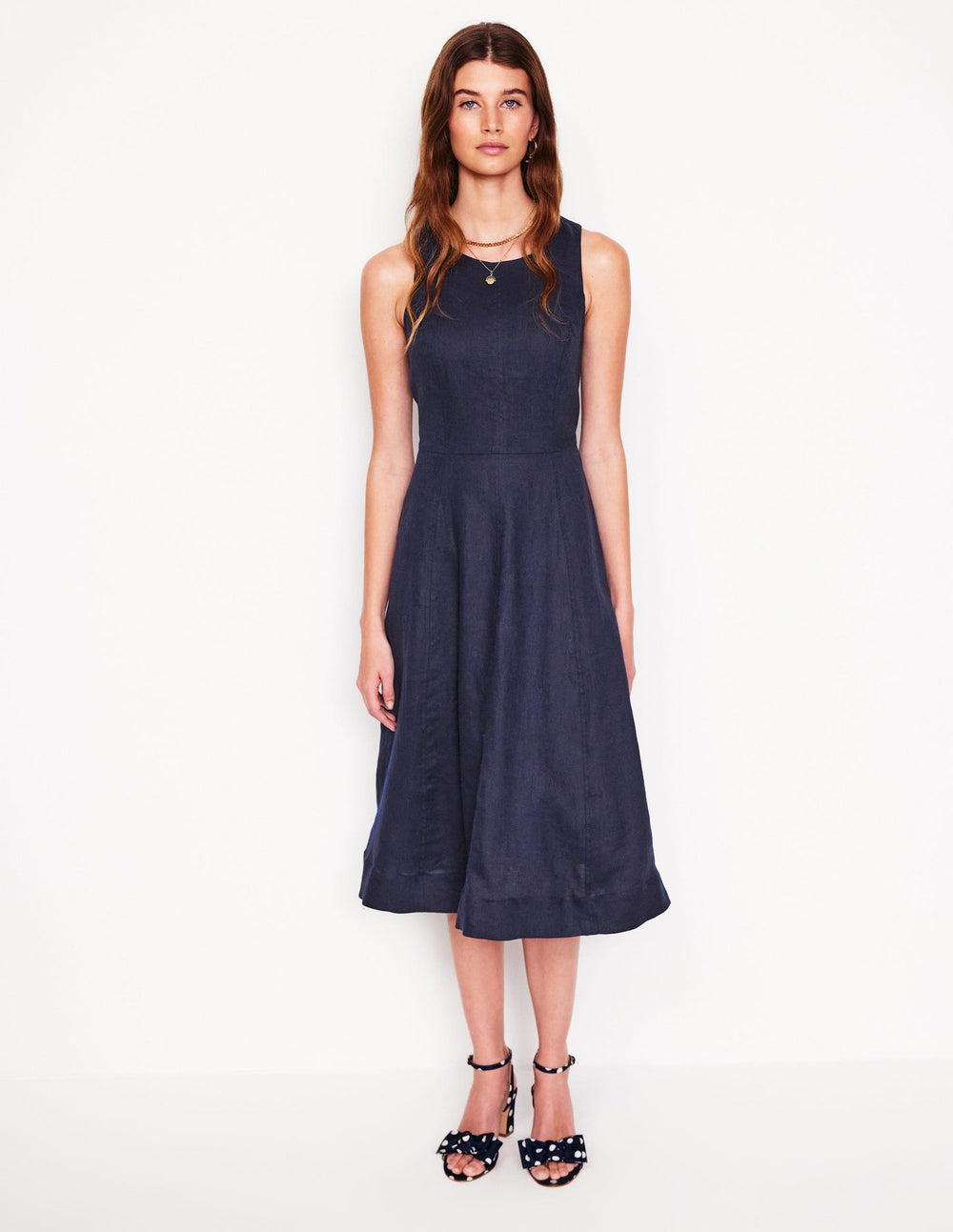 Boden Carla Linen Midi Dress - Navy