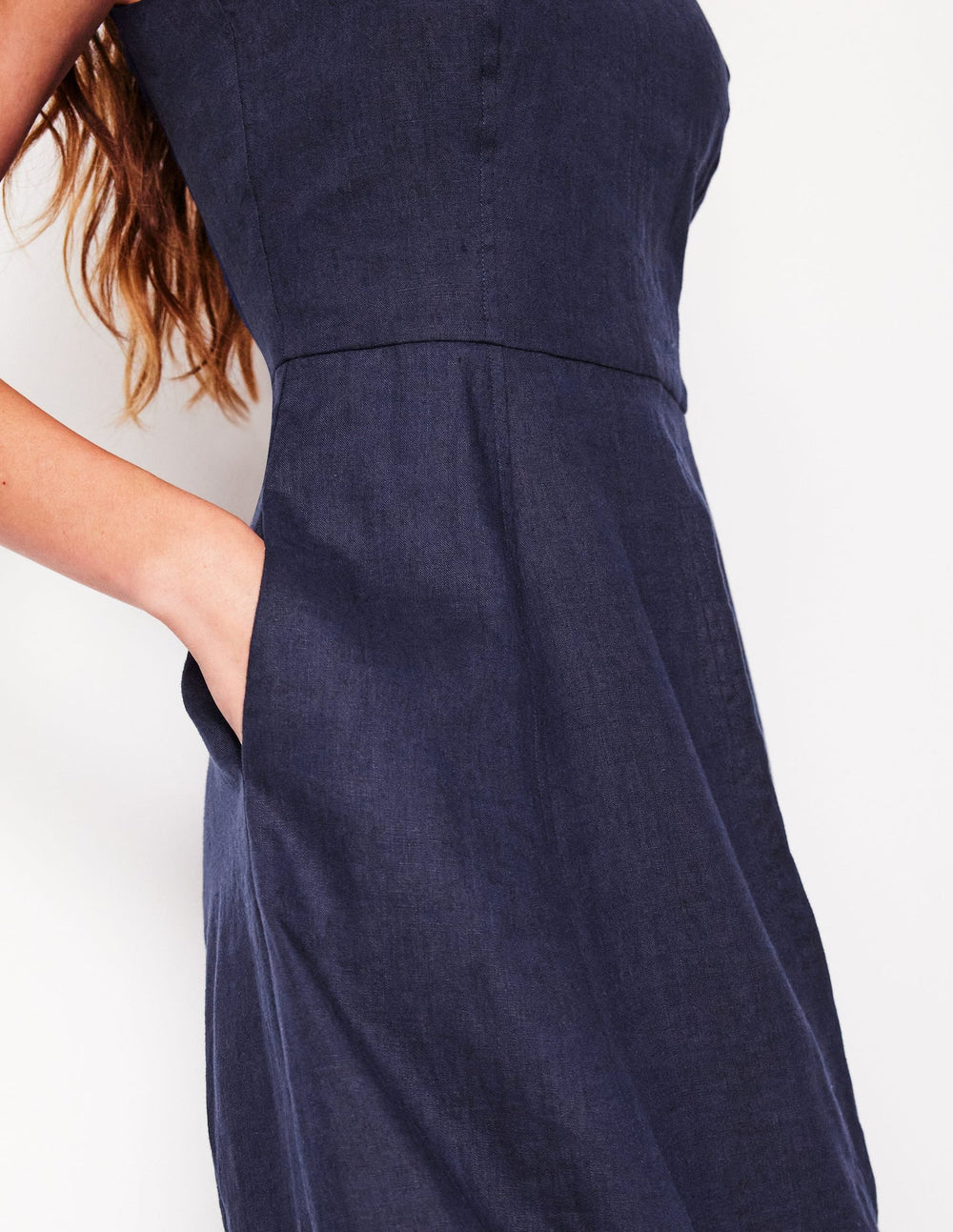 Boden Carla Linen Midi Dress - Navy