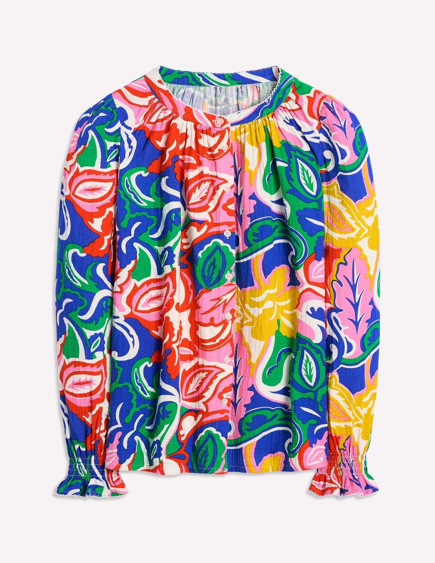 Boden Evie Double Cloth Top - Multi, Foliage Twirl