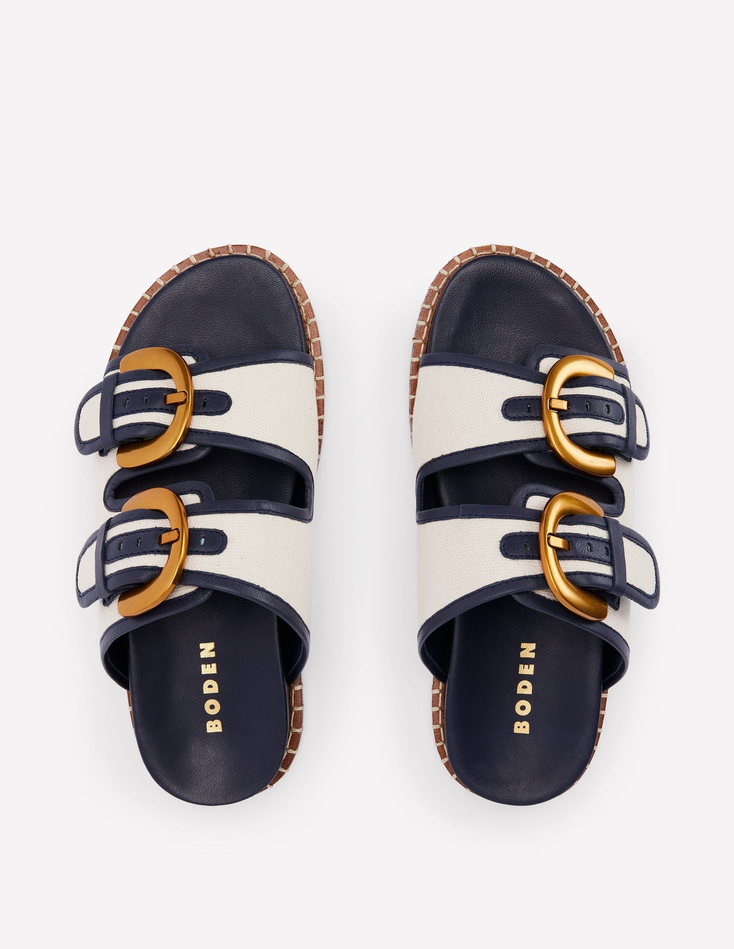 Boden Alberta Footbed Sandals - Ivory/Navy