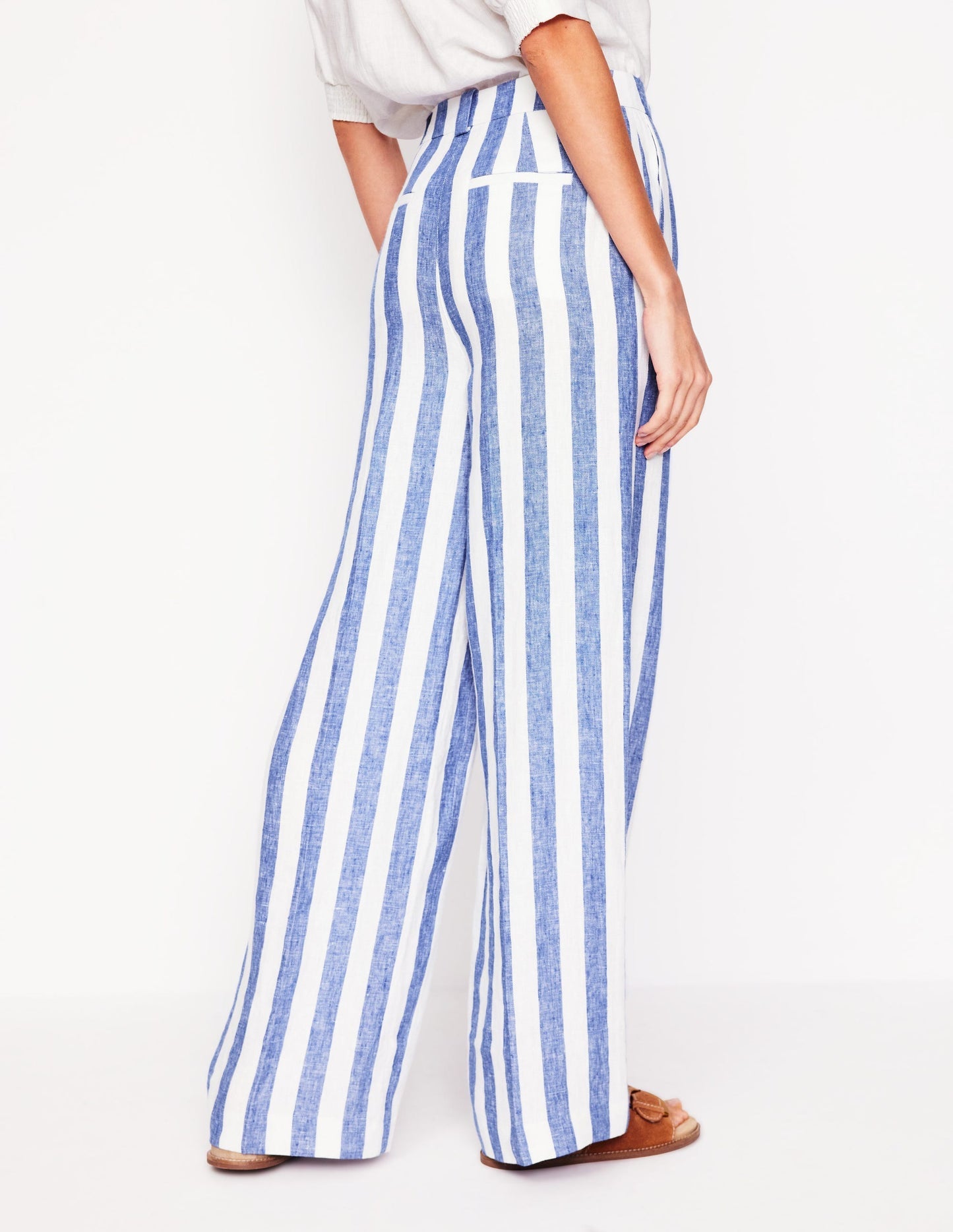 Boden Westbourne Linen Pants - Bright Blue Stripe
