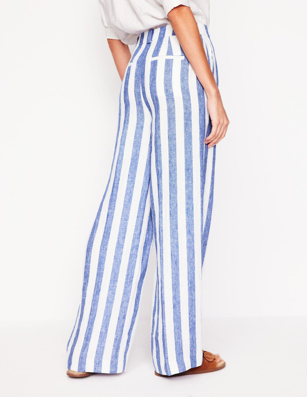 Boden Westbourne Linen Pants - Bright Blue Stripe