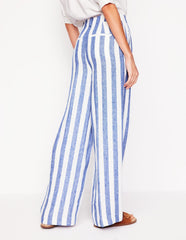 Boden Westbourne Linen Pants - Bright Blue Stripe
