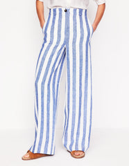 Boden Westbourne Linen Pants - Bright Blue Stripe