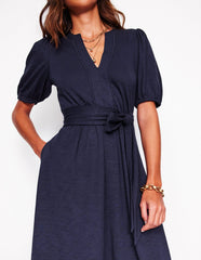 Boden Sofia Trim Jersey Midi Dress - Navy