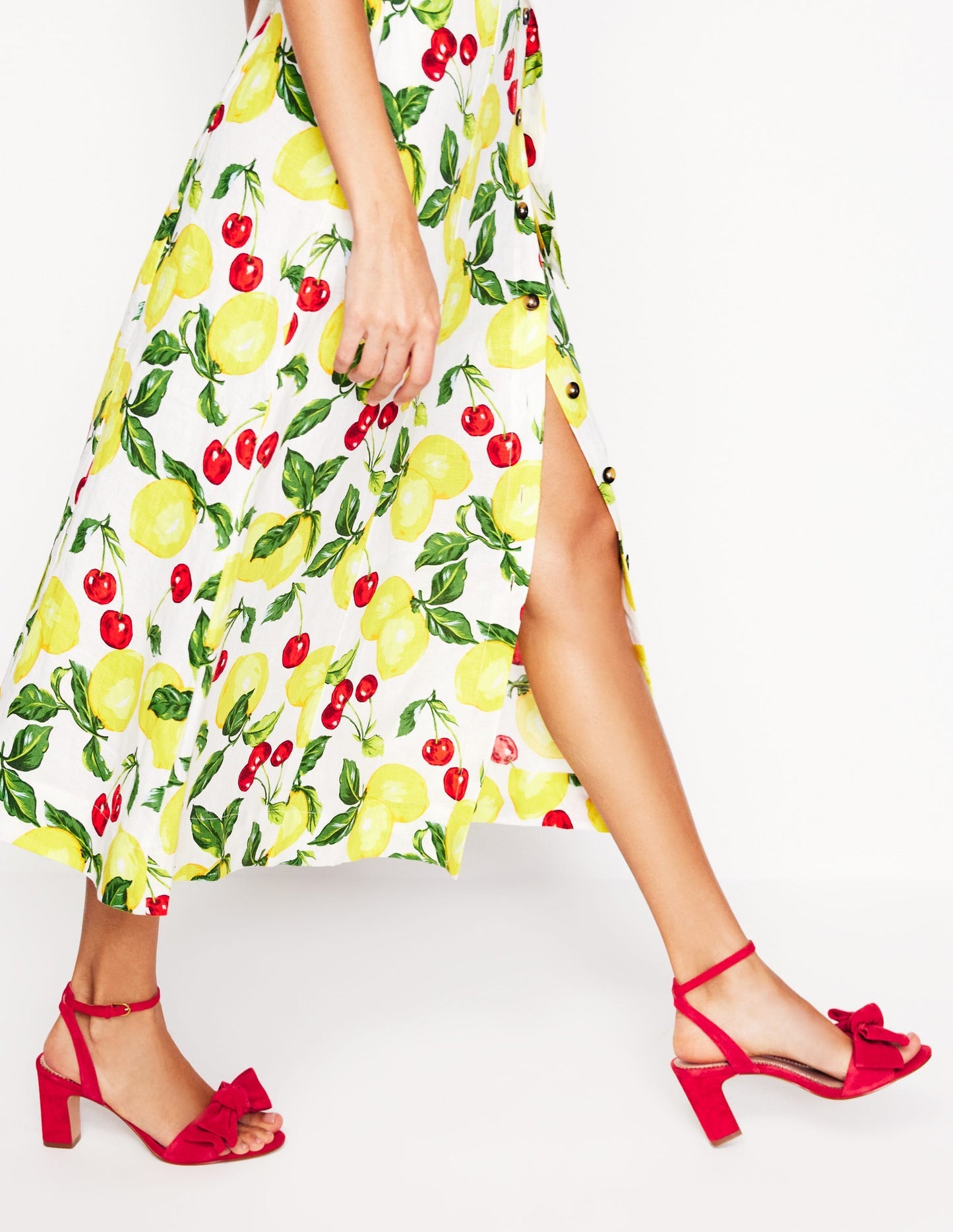 Boden Bow Heeled Sandals - Hibiscus