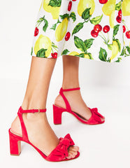 Boden Bow Heeled Sandals - Hibiscus