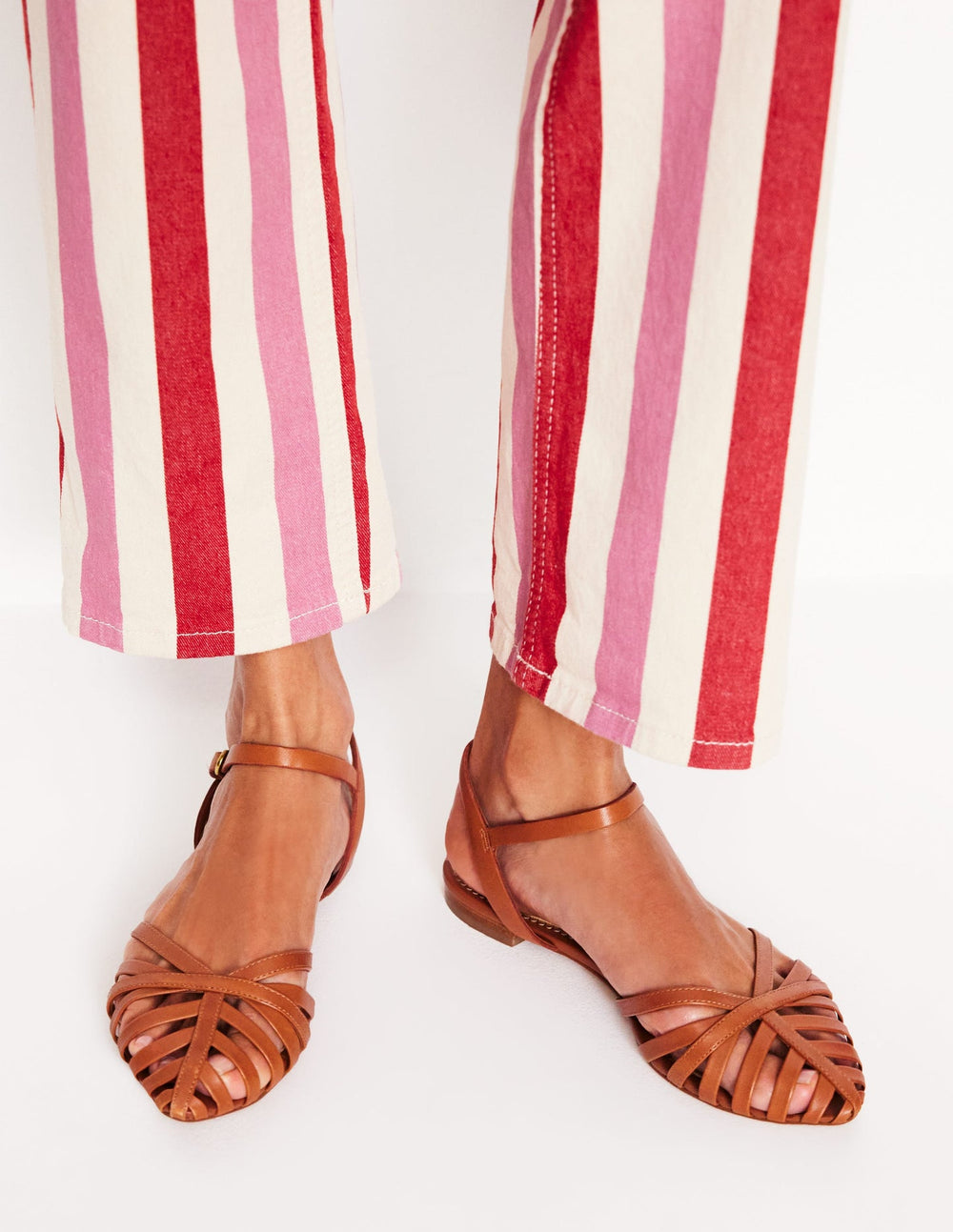 Boden Multi Strap Pointed Sandals - Tan