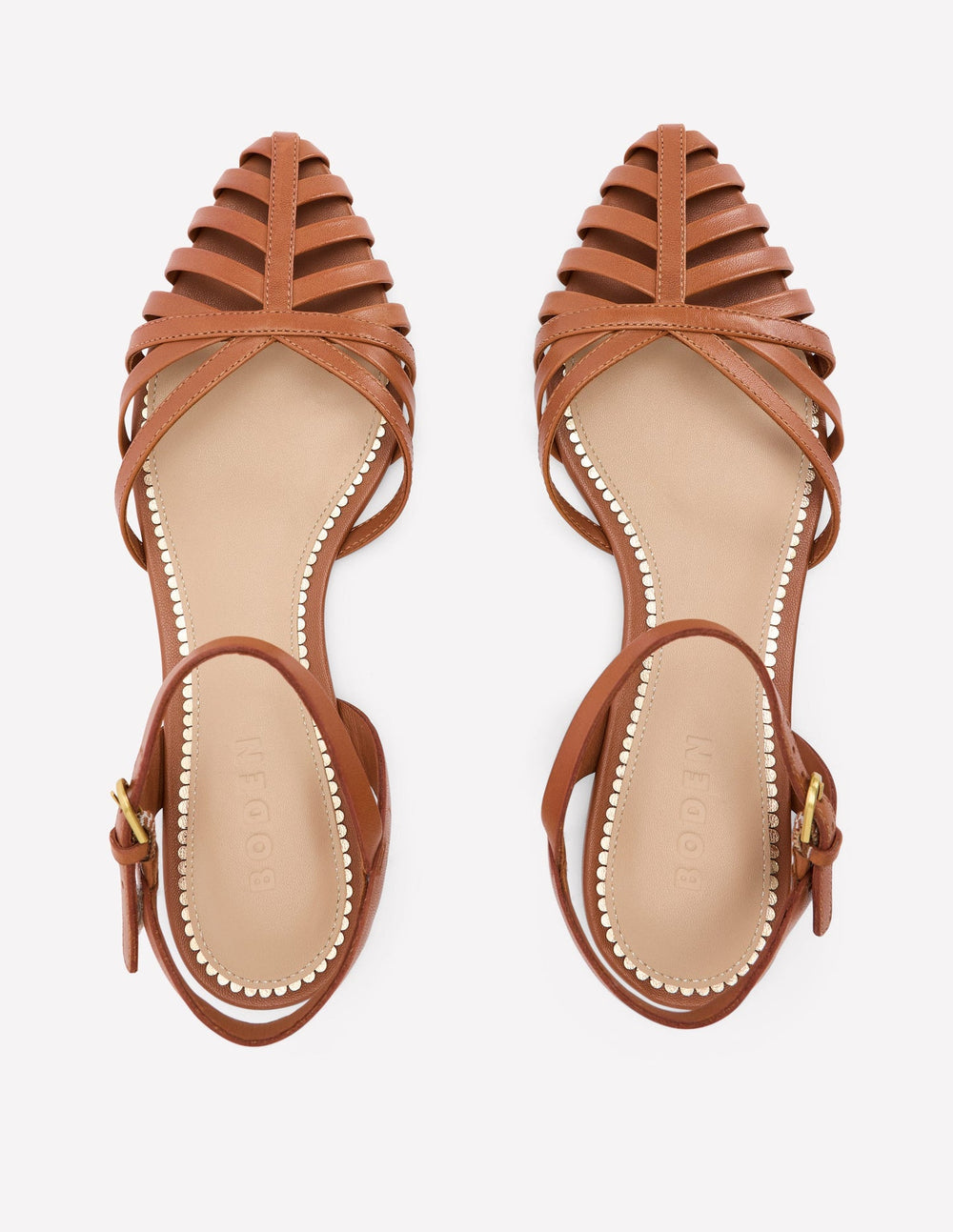 Boden Multi Strap Pointed Sandals - Tan