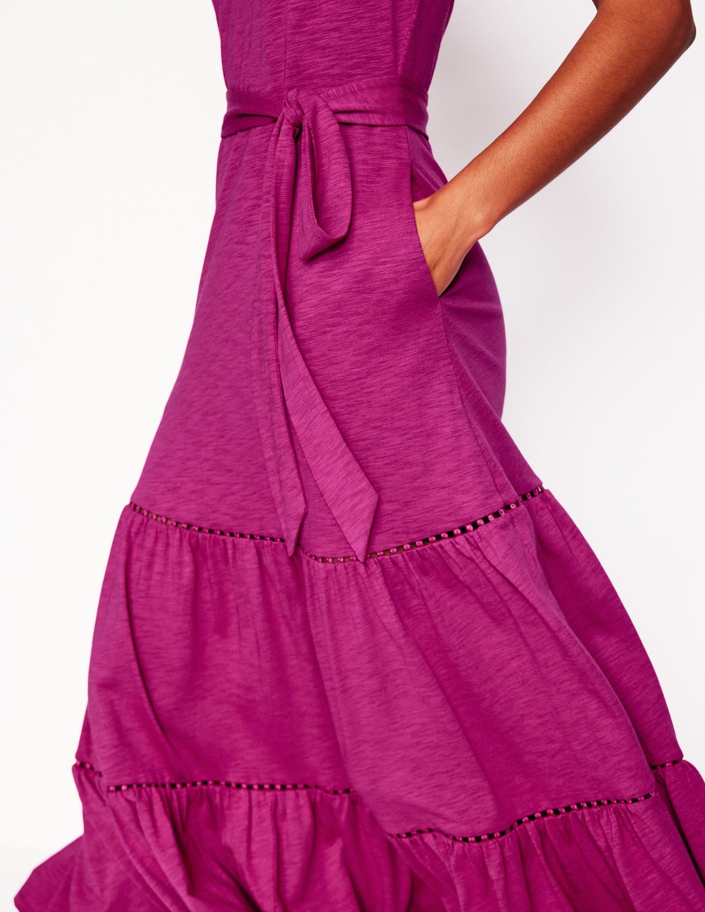 Boden Mila Trim Tiered Jersey Dress - Fuschia