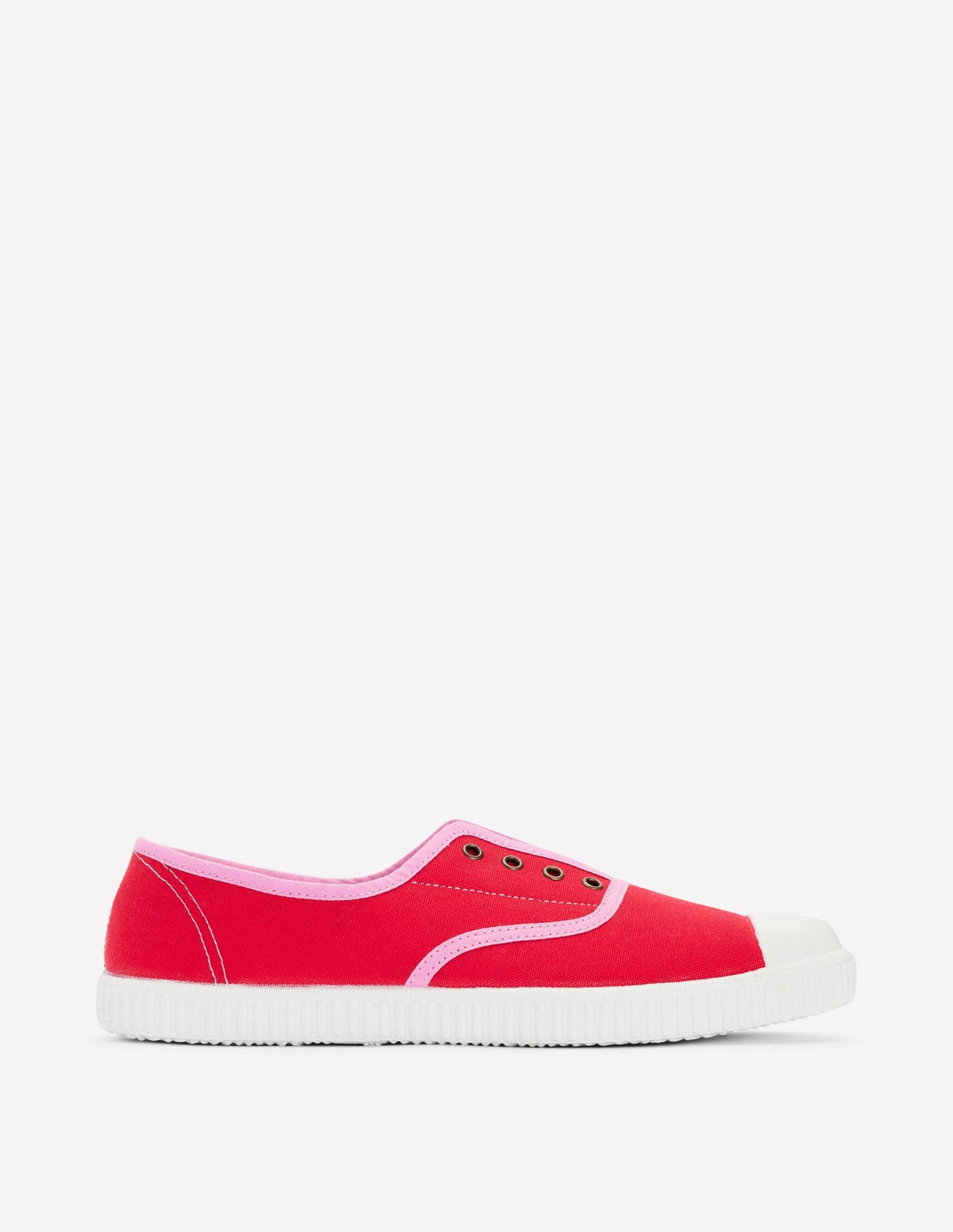 Boden Laceless Canvas Plimsoll - Post Box Red/Soft Pink