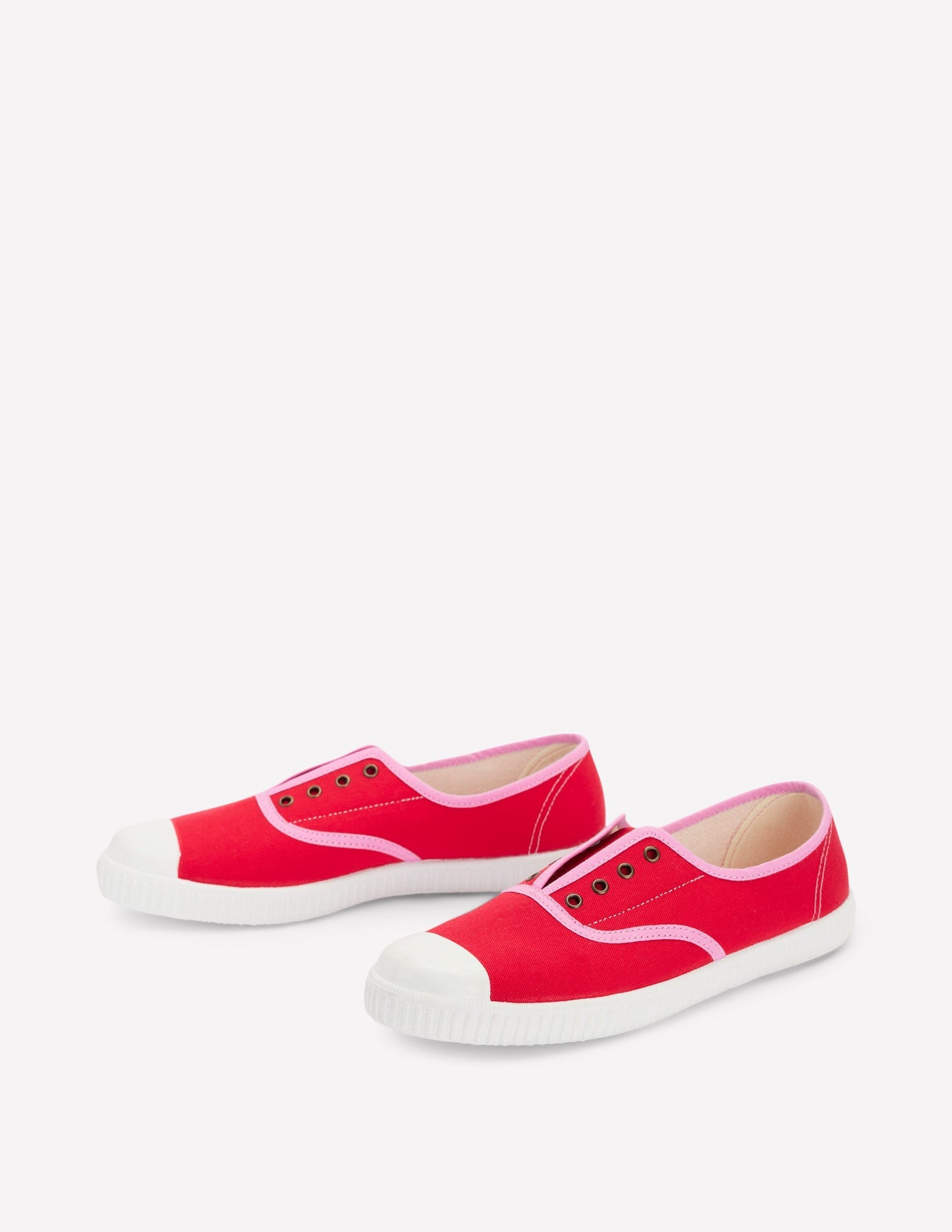 Boden Laceless Canvas Plimsoll - Post Box Red/Soft Pink