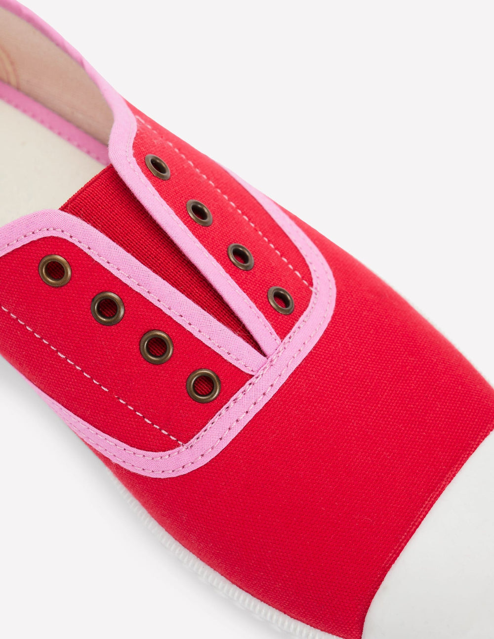 Boden Laceless Canvas Plimsoll - Post Box Red/Soft Pink