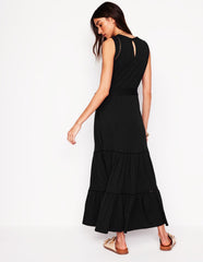 Boden Mila Trim Tiered Jersey Dress - Black