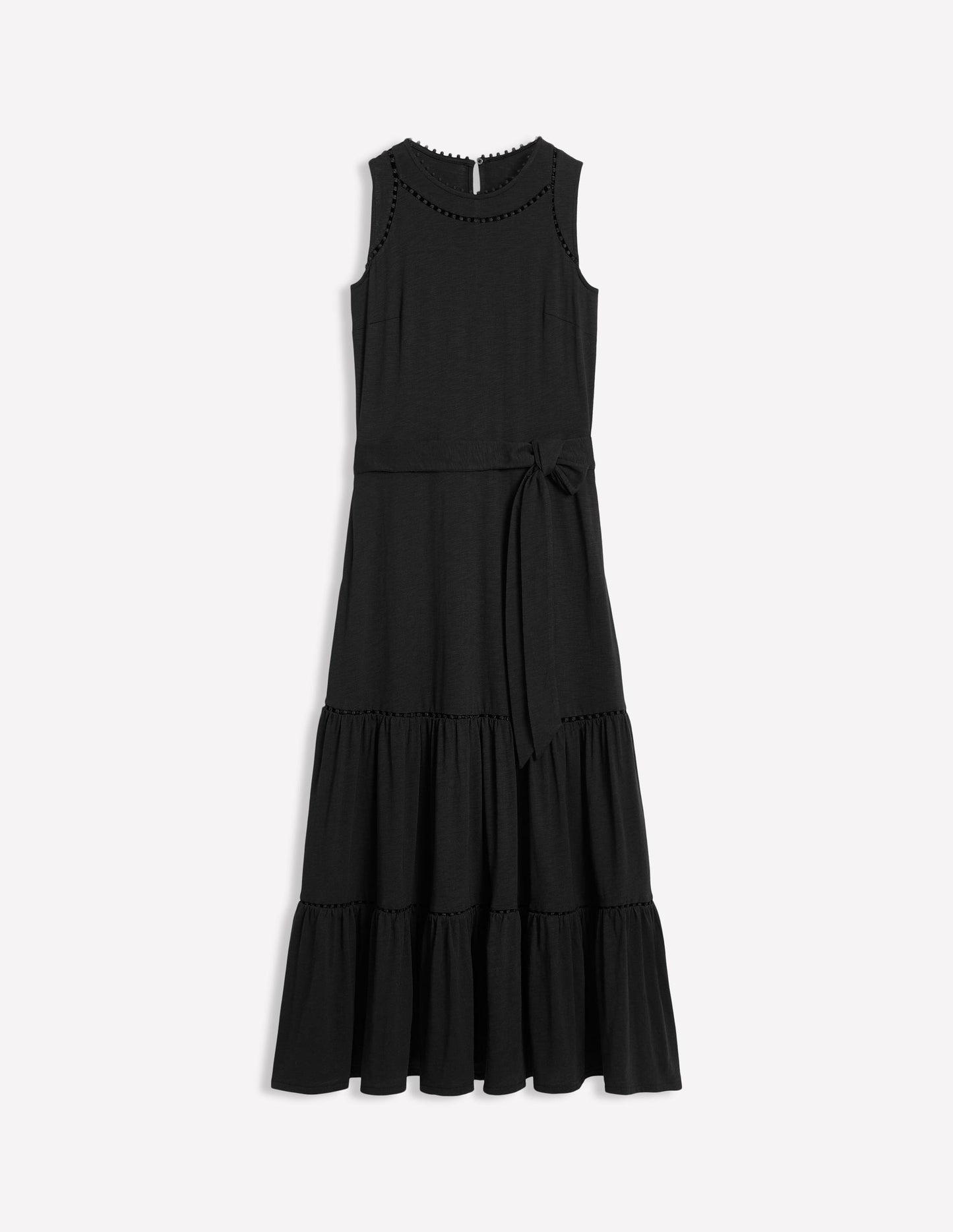 Boden Mila Trim Tiered Jersey Dress - Black