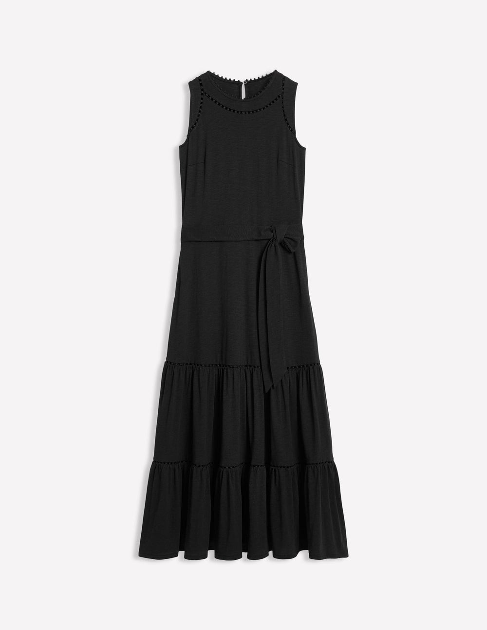Boden Mila Trim Tiered Jersey Dress - Black