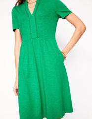 Boden Naomi Short Sleeve Dress - Teal Stamp