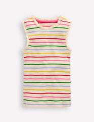 Boden Ribbed Lace Trim Tank Top - Multi Stripe