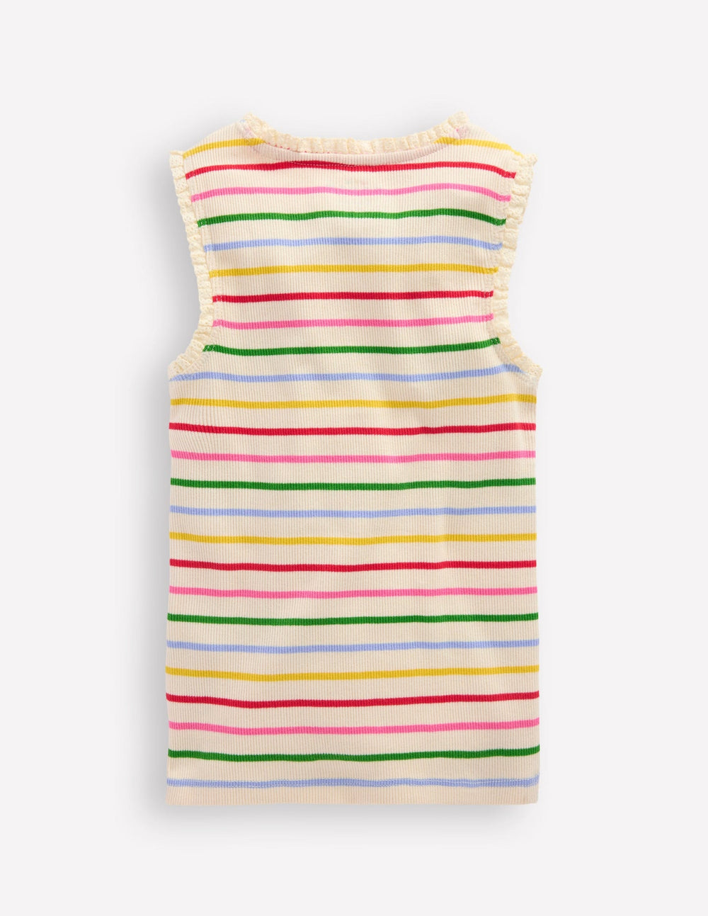 Boden Ribbed Lace Trim Tank Top - Multi Stripe