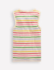 Boden Ribbed Lace Trim Tank Top - Multi Stripe