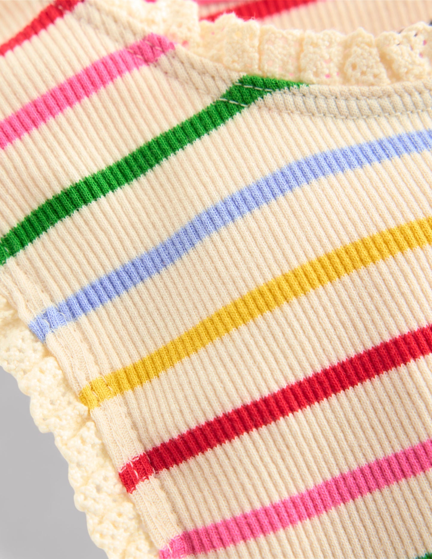 Boden Ribbed Lace Trim Tank Top - Multi Stripe