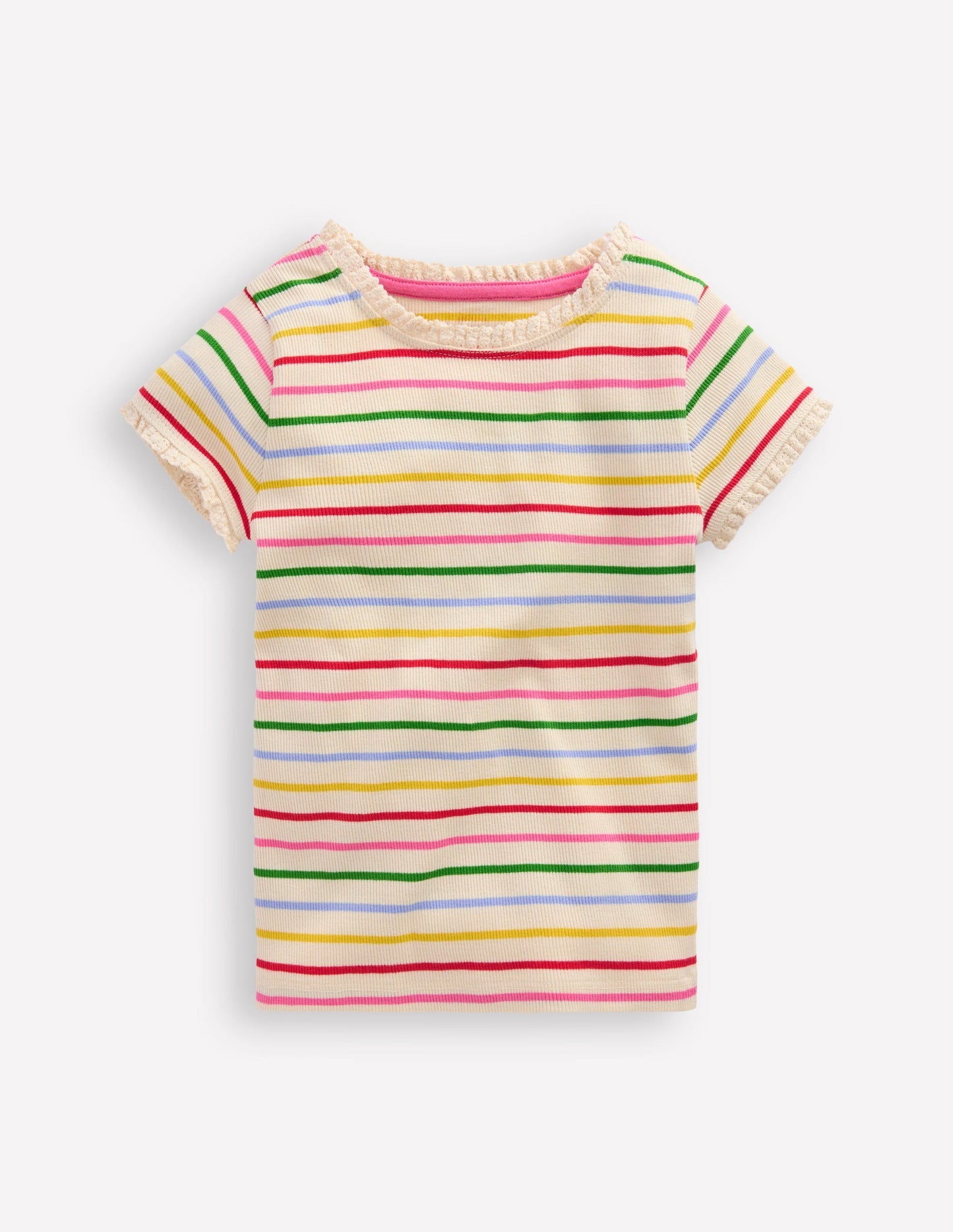 Boden Short Sleeve Ribbed T-shirt - Multi Stripe