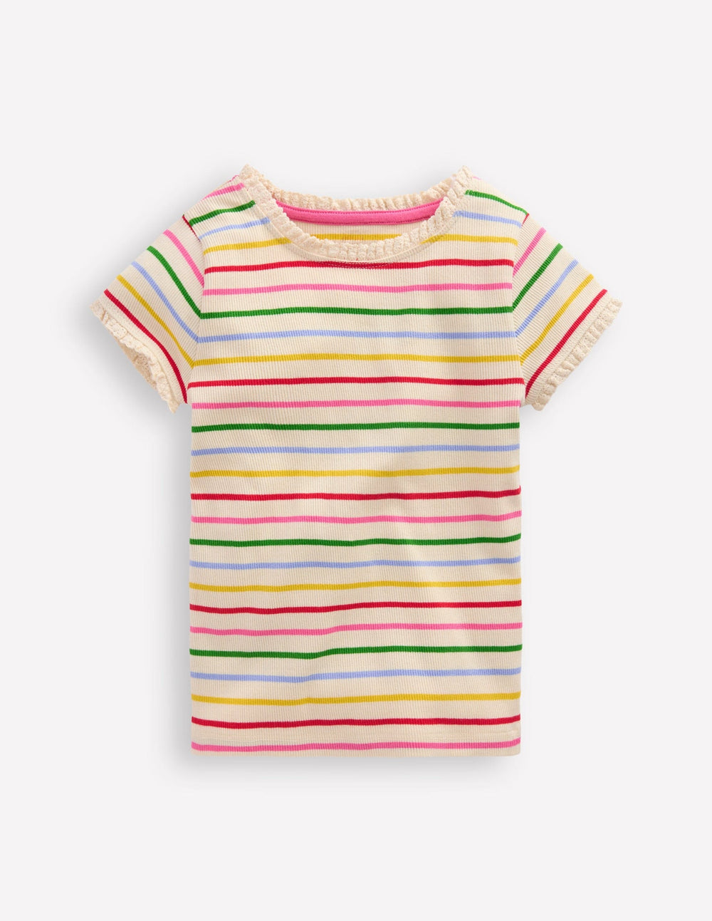 Boden Short Sleeve Ribbed T-shirt - Multi Stripe
