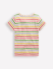 Boden Short Sleeve Ribbed T-shirt - Multi Stripe