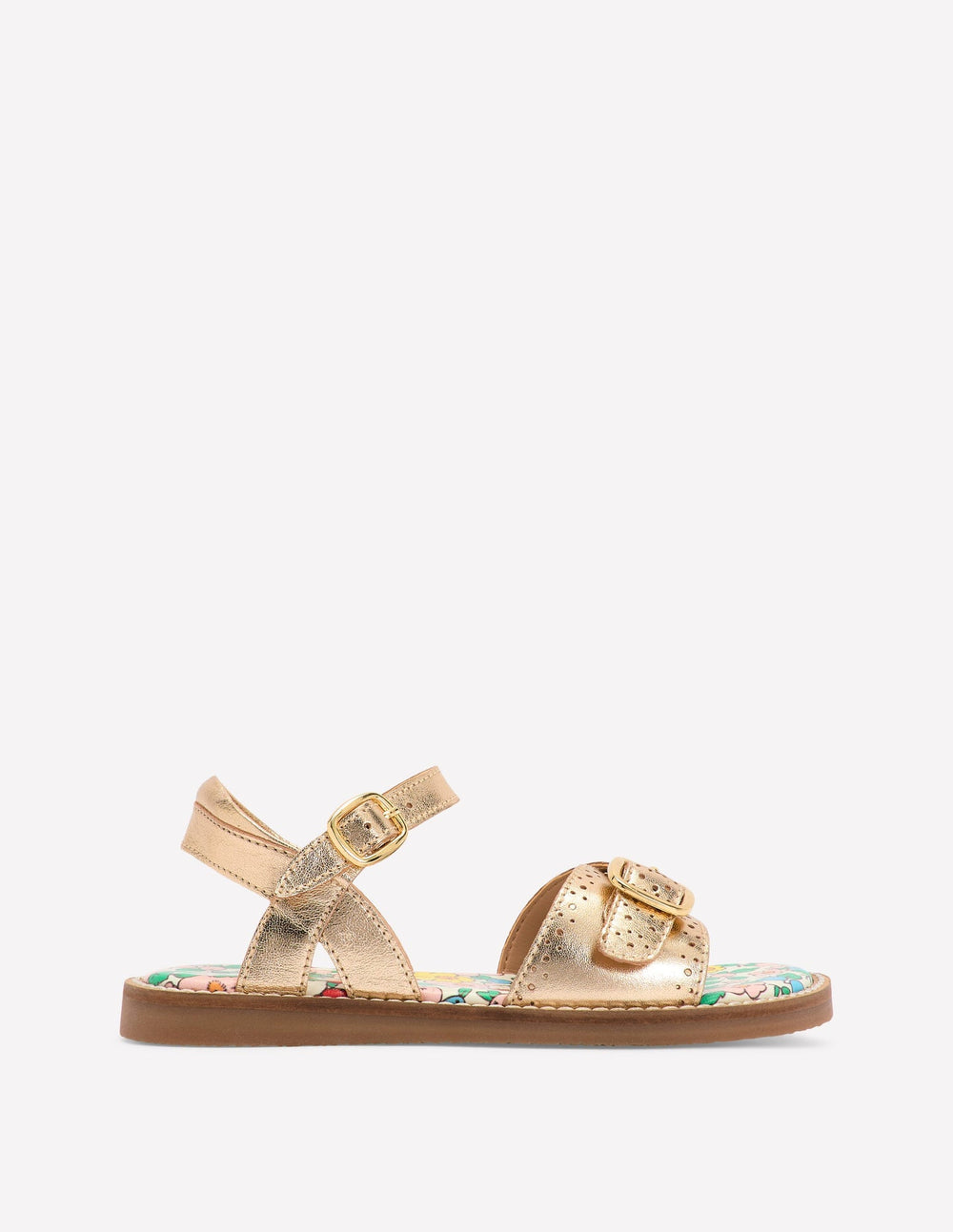 Boden Leather Buckle Sandals - Gold