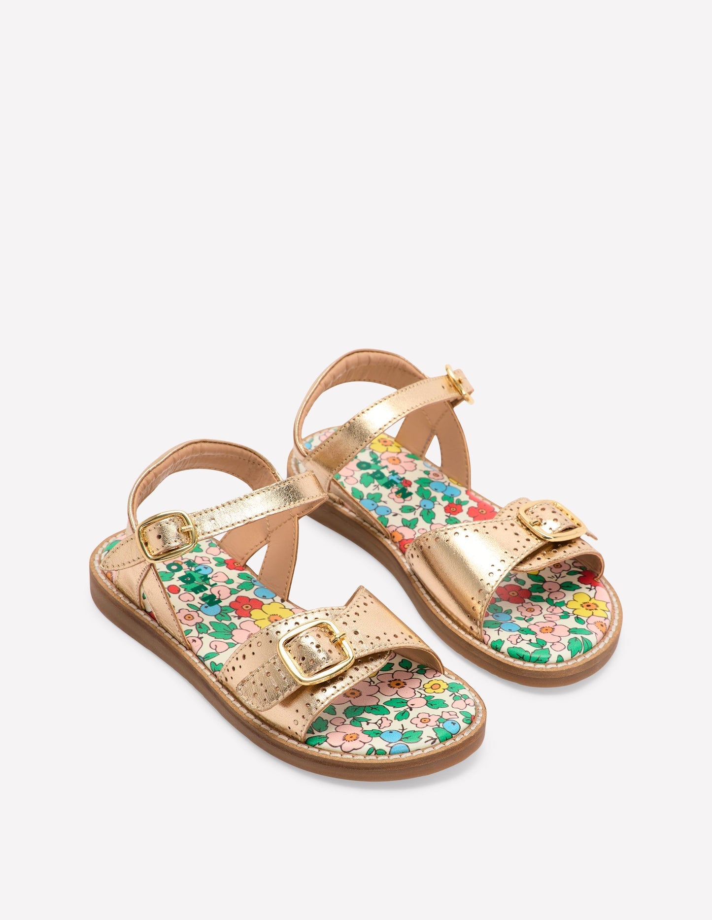 Boden Leather Buckle Sandals - Gold