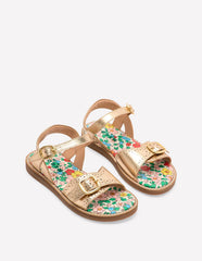 Boden Leather Buckle Sandals - Gold