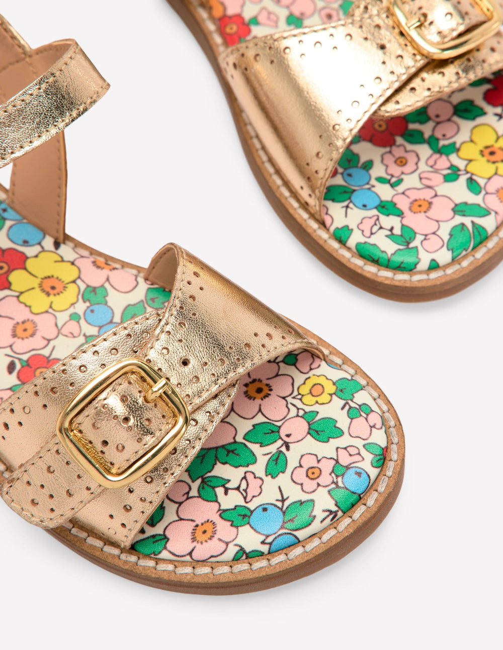 Boden Leather Buckle Sandals - Gold