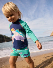 Boden Fun Rash Vest Set - Aquamarine Blue Turtles