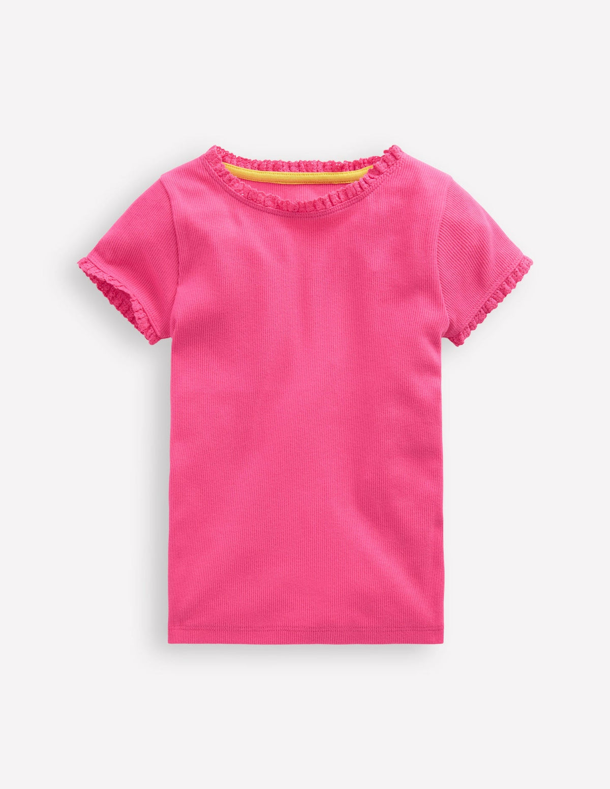 Boden Short Sleeve Ribbed T-shirt - Flamingo Pink
