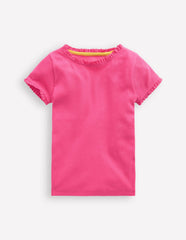Boden Short Sleeve Ribbed T-shirt - Flamingo Pink
