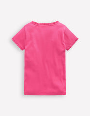 Boden Short Sleeve Ribbed T-shirt - Flamingo Pink
