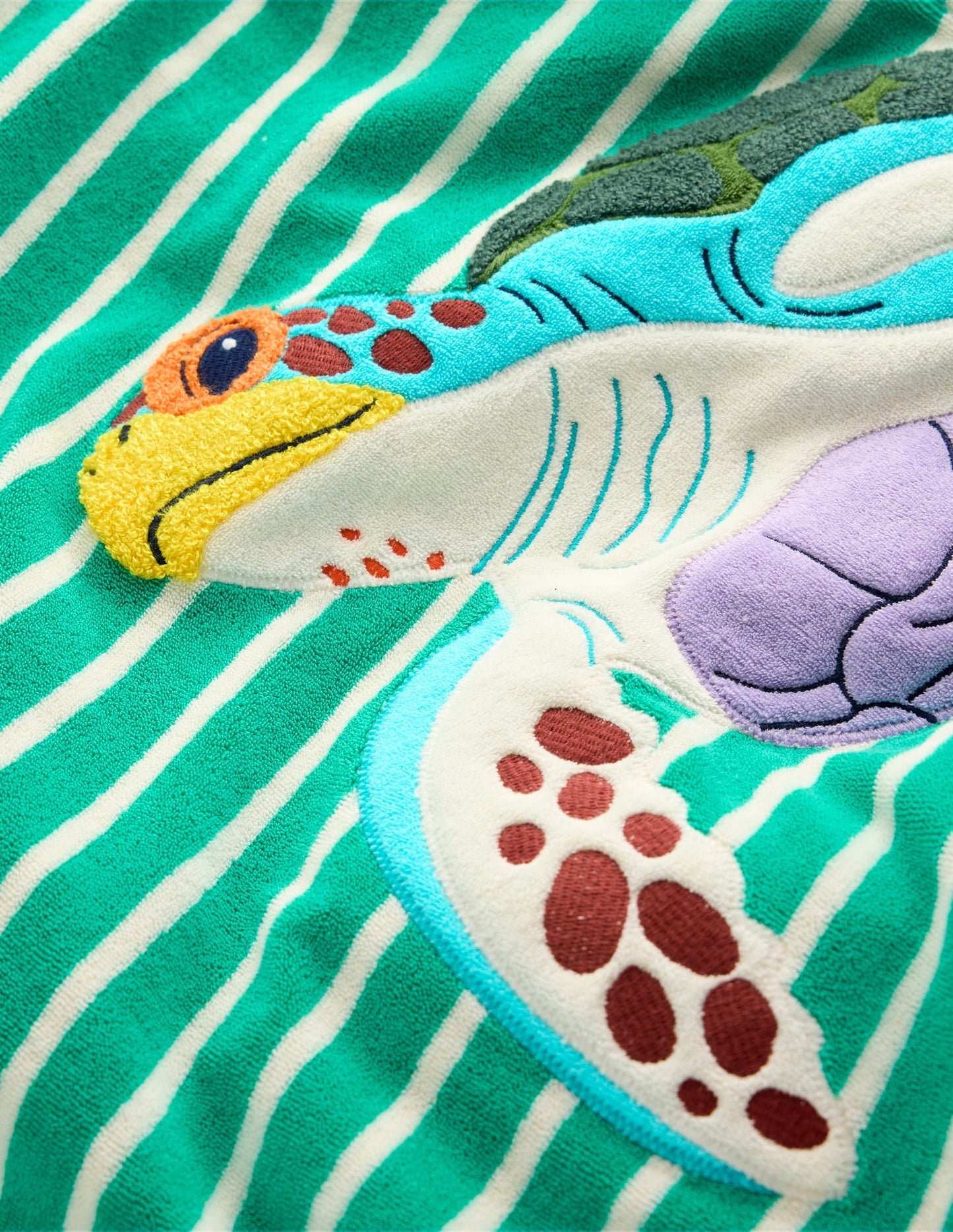 Boden Appliqué Towelling Throw - on - Aquamarine Blue Turtle