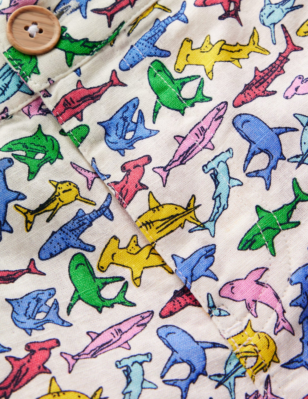 Boden Cotton Linen Shorts - Multi Micro Sharks