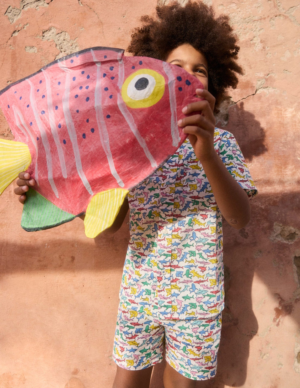 Boden Cotton Linen Shorts - Multi Micro Sharks