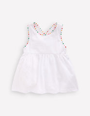 Boden Cross - back Pom Top - White