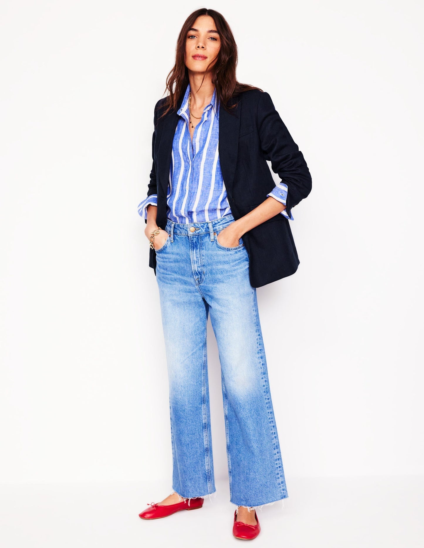 Boden Stamford Linen Blazer - Navyy