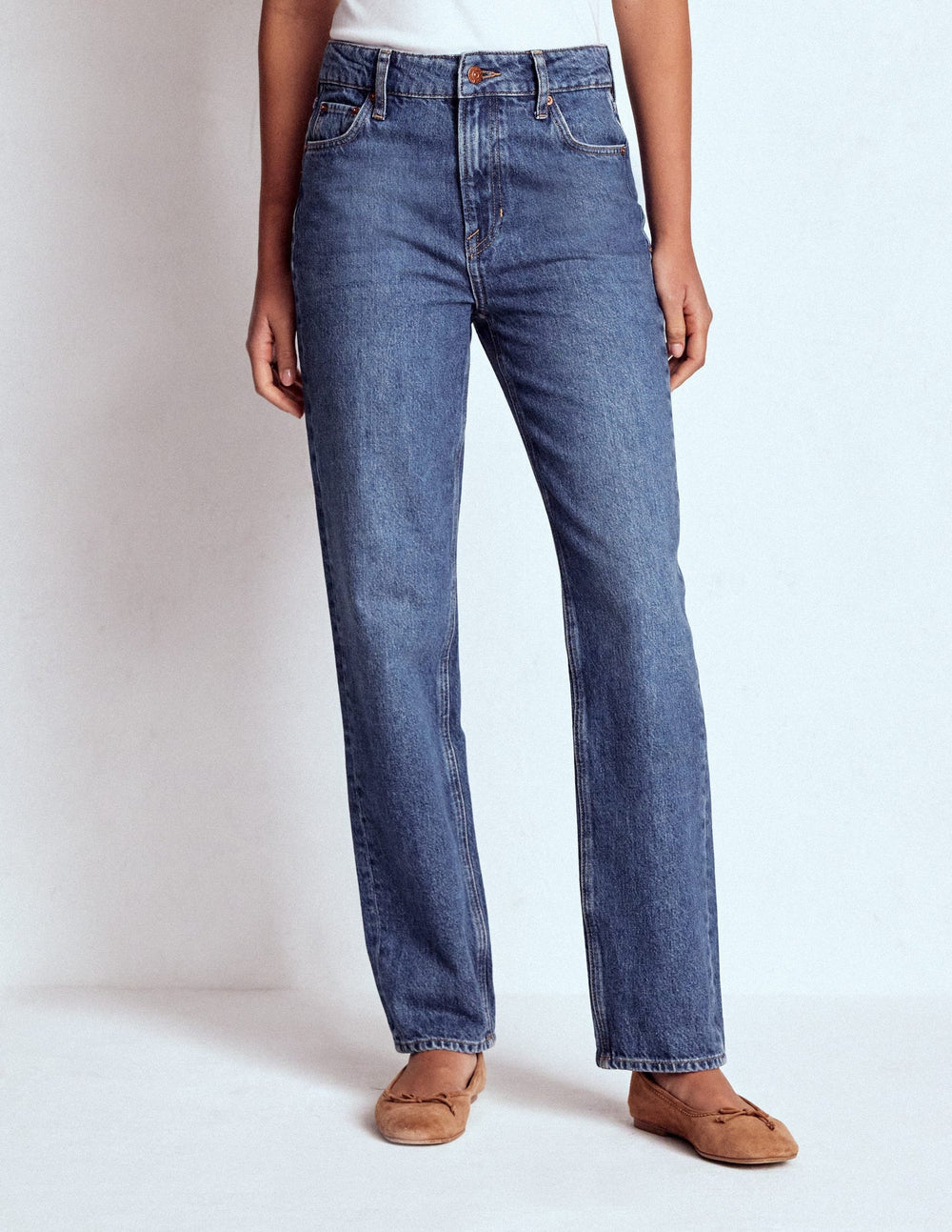 Boden High Rise Rigid Straight Jeans - Mid Vintage